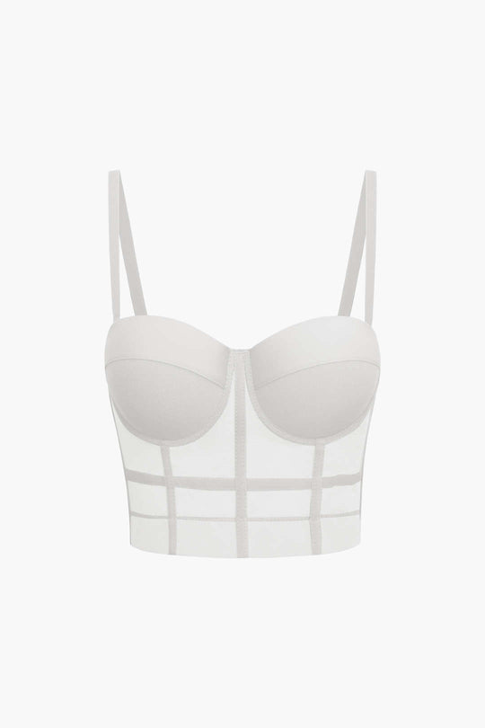Sheer Mesh Underwire Bustier Top with Adjustable Straps
