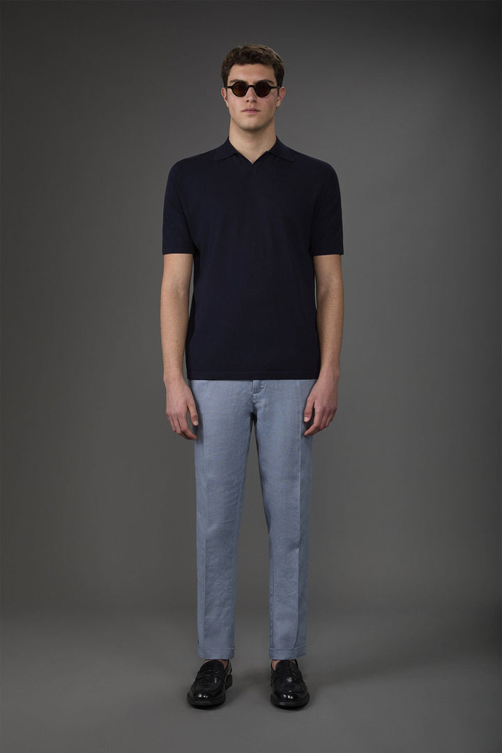 Cotton Crepe Derby Collar Polo Shirt for Men