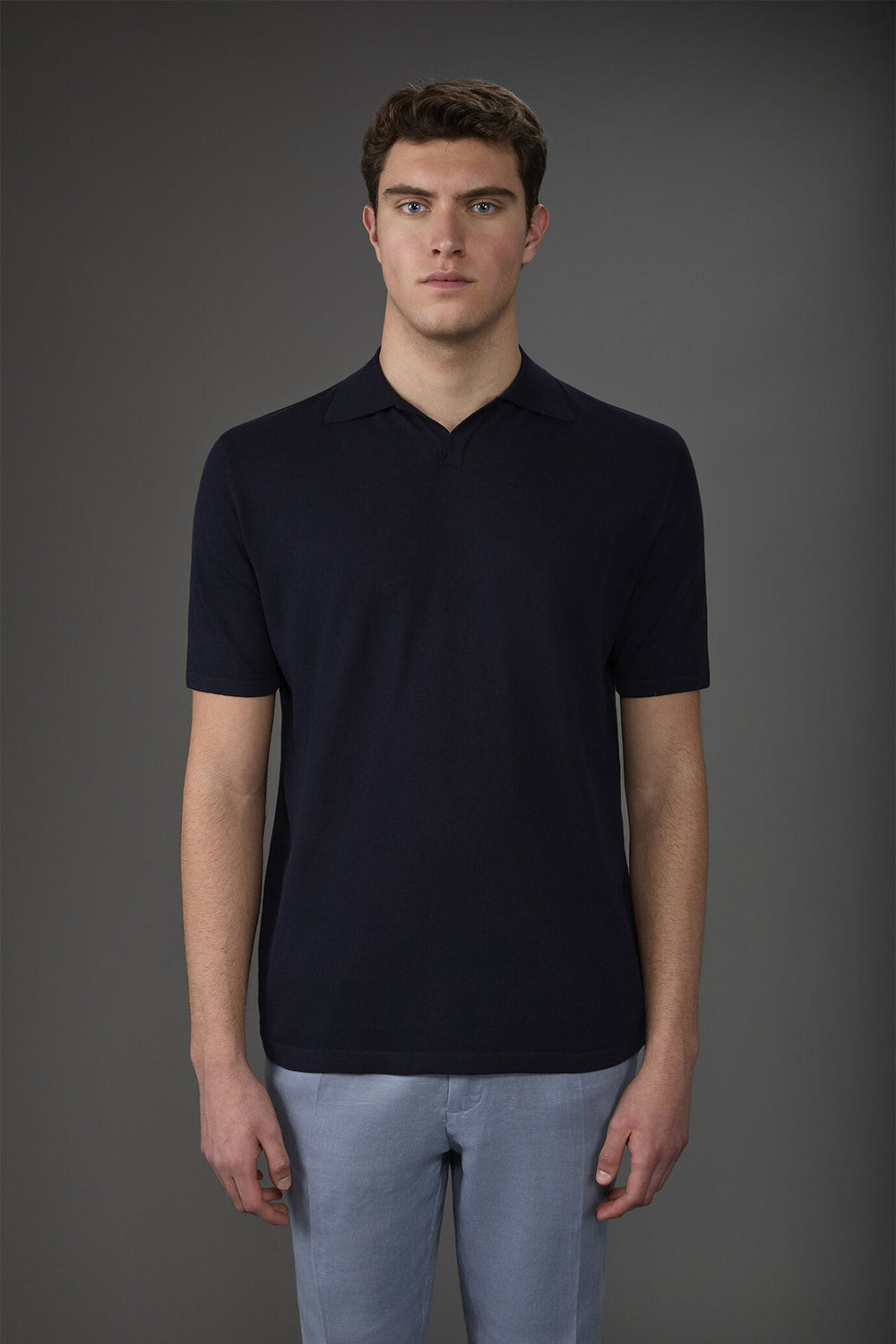 Cotton Crepe Derby Collar Polo Shirt for Men — gallery