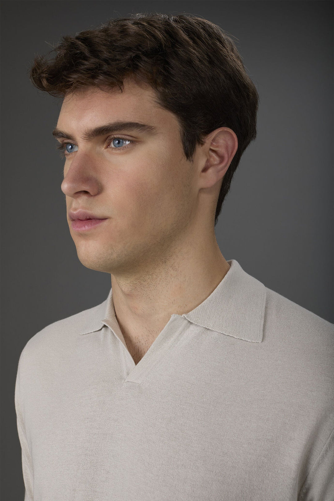 Cotton Crepe Derby Collar Polo Shirt for Men — gallery