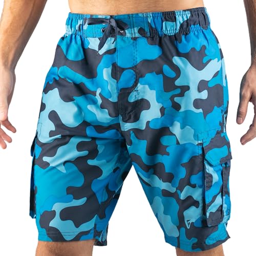 Camo Swim Trunks for Men - Navy