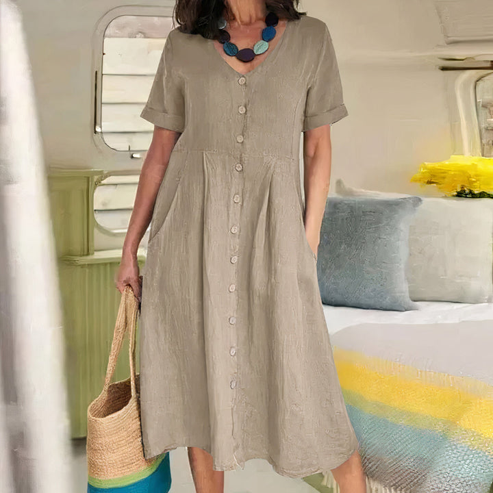 Ester Relaxed Cotton Midi Dress for Spring and Summer