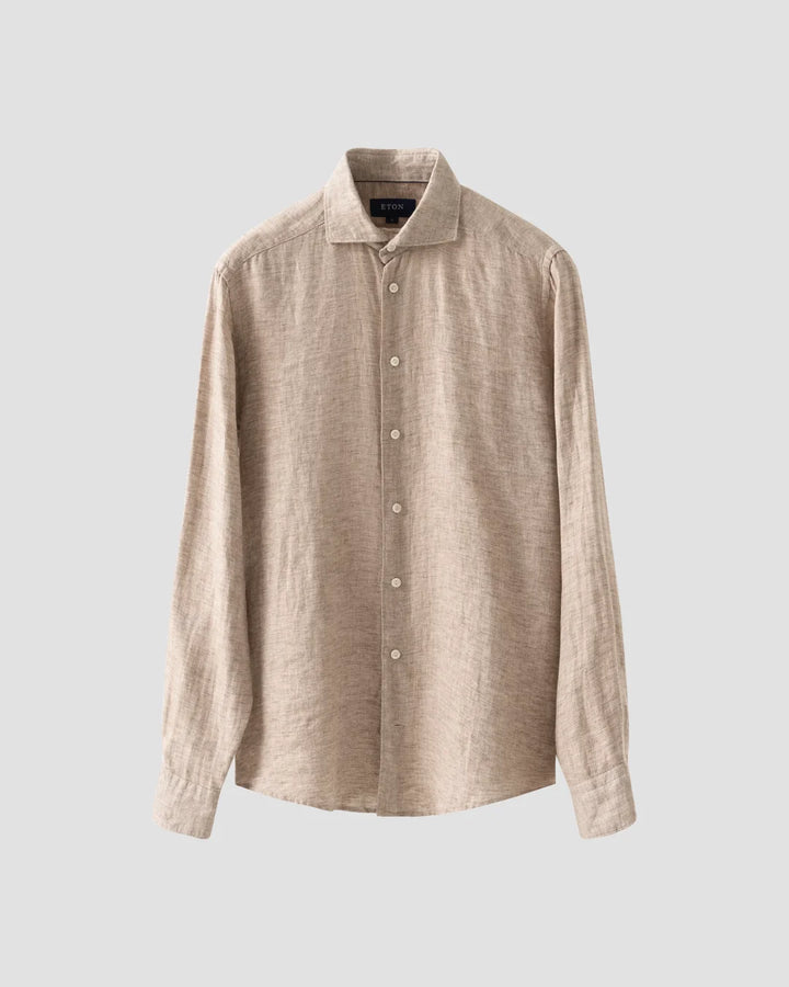 Light Brown Pure Linen Twill Shirt for Men - gallery