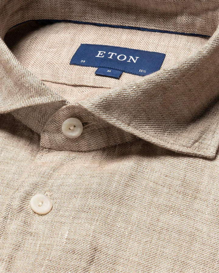 Light Brown Pure Linen Twill Shirt for Men - gallery