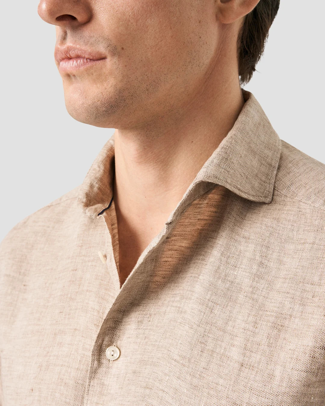 Light Brown Pure Linen Twill Shirt for Men - gallery