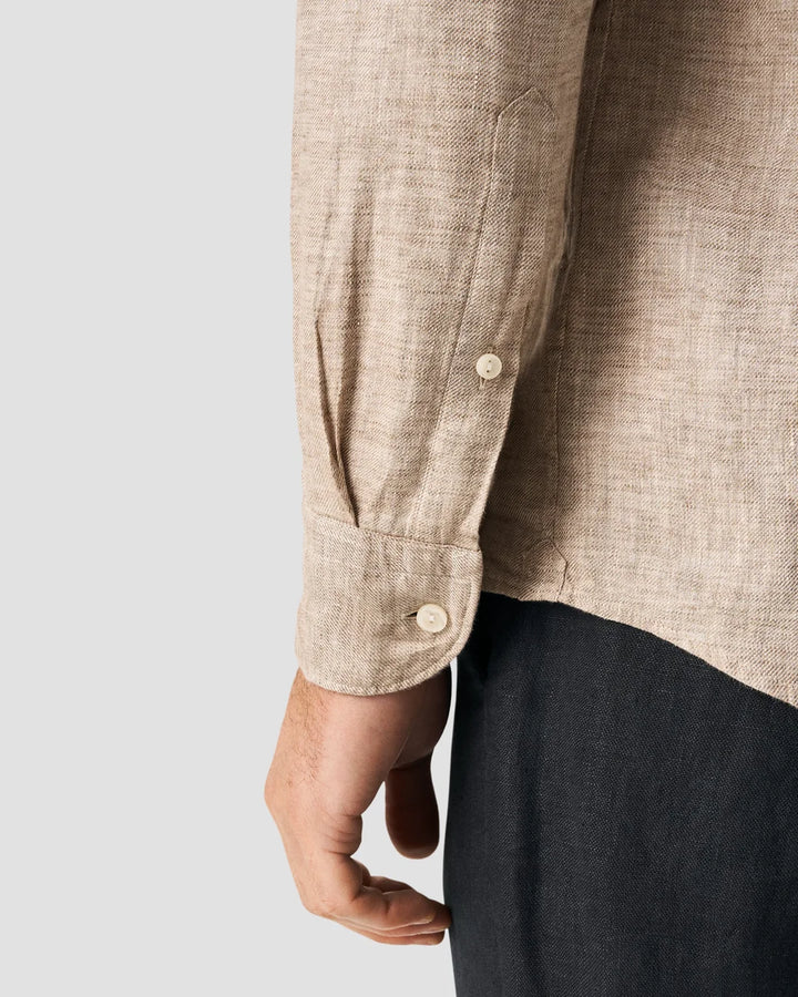 Light Brown Pure Linen Twill Shirt for Men - gallery