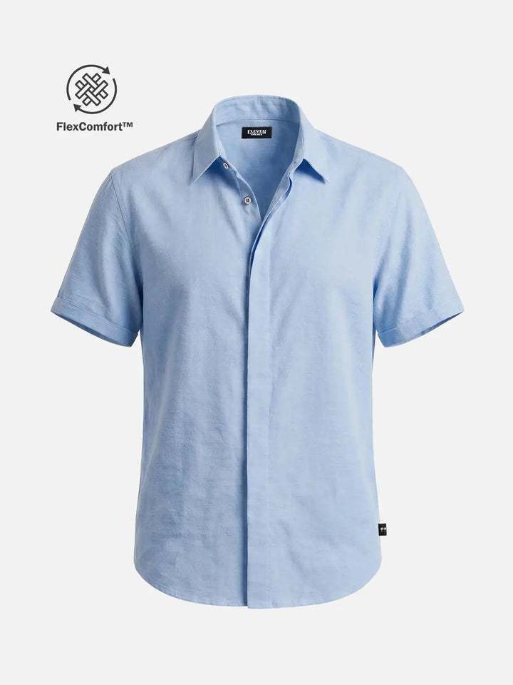 Linen Cotton Blend Short Sleeve Shirt for Men - gallery