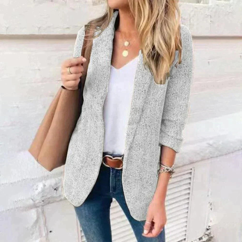 Structured Blazer Jacket with Notch Lapel