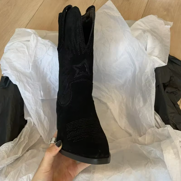 Retro Embroidered Ankle Boots in Western Style