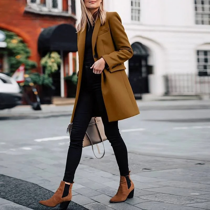 Knot-Accent Trench Coat with Blazer Lapels for Women