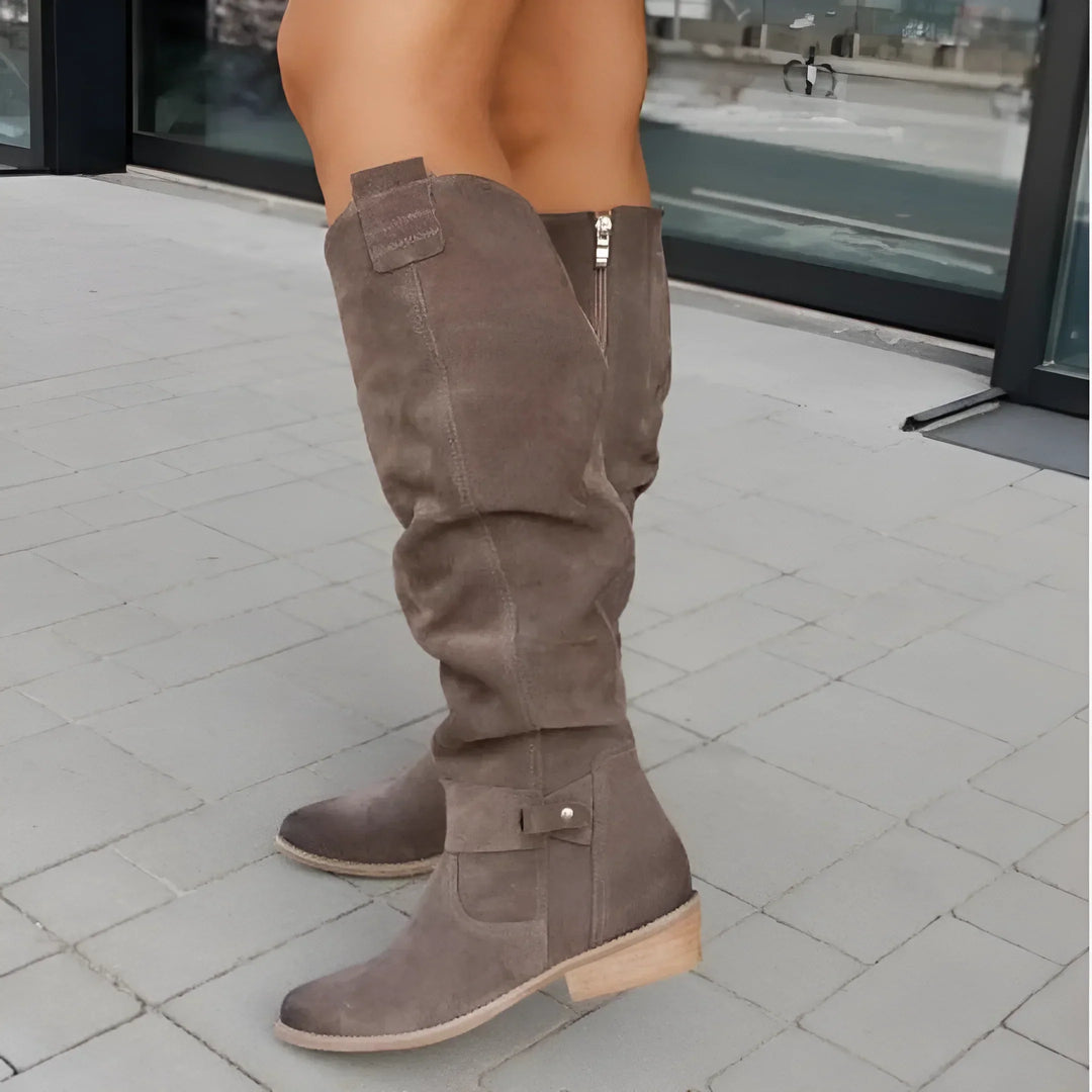 Block Heel Ankle Boots in Smooth Leather - Women's