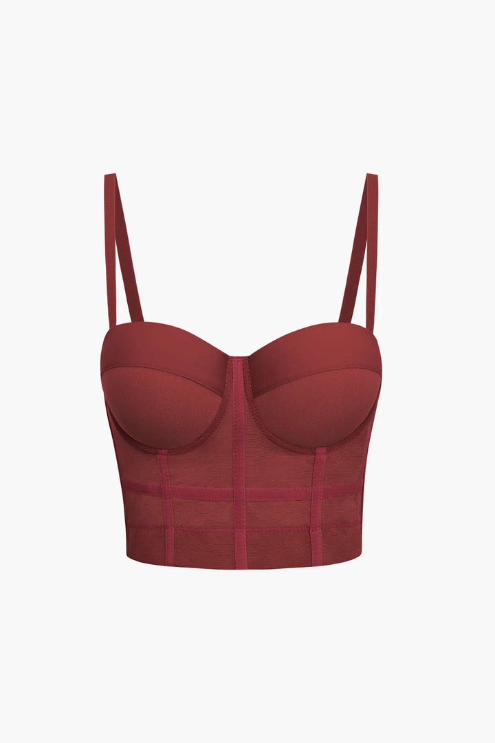 Sheer Mesh Underwire Bustier Top with Adjustable Straps