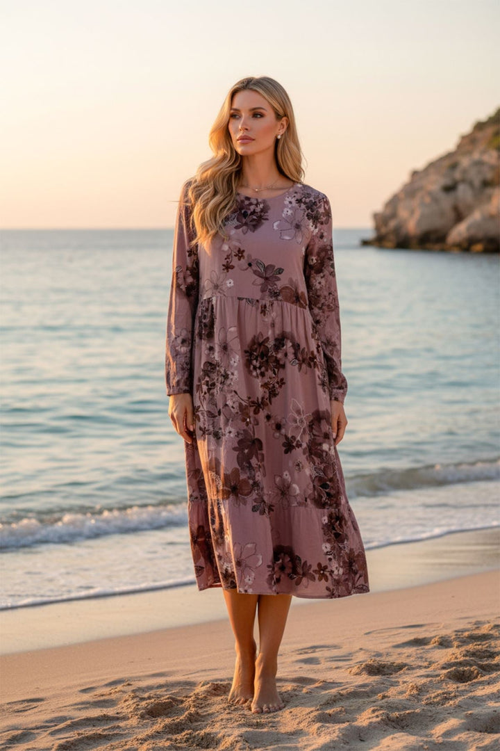 Floral Print Empire seam Waist Cotton Dress