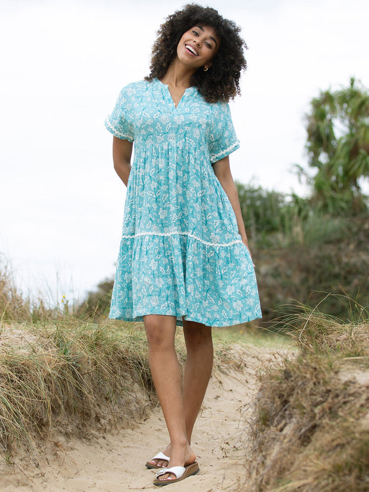 Chilfrome Muslin Dress Ocean Bloom