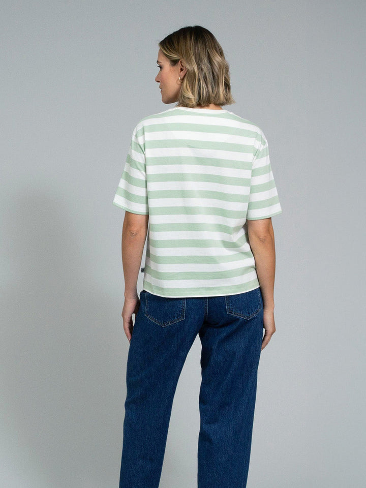 Oxbridge Jersey T-Shirt Soft Sage Stripe — gallery