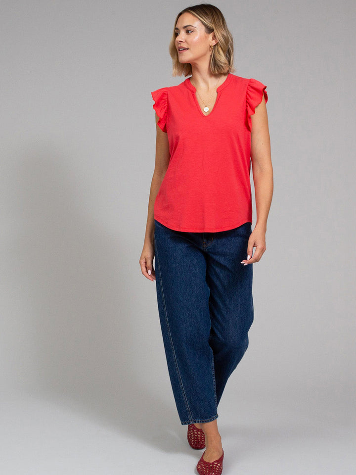 Bramblecombe Slub Jersey Top Poppy for Women - gallery