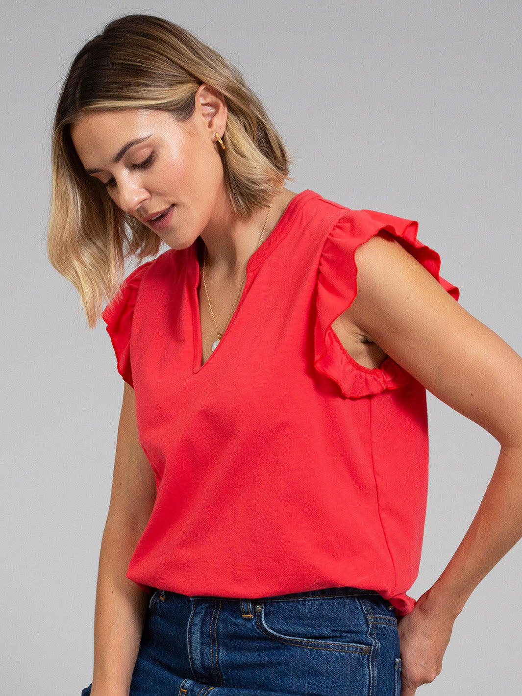 Bramblecombe Slub Jersey Top Poppy for Women - gallery