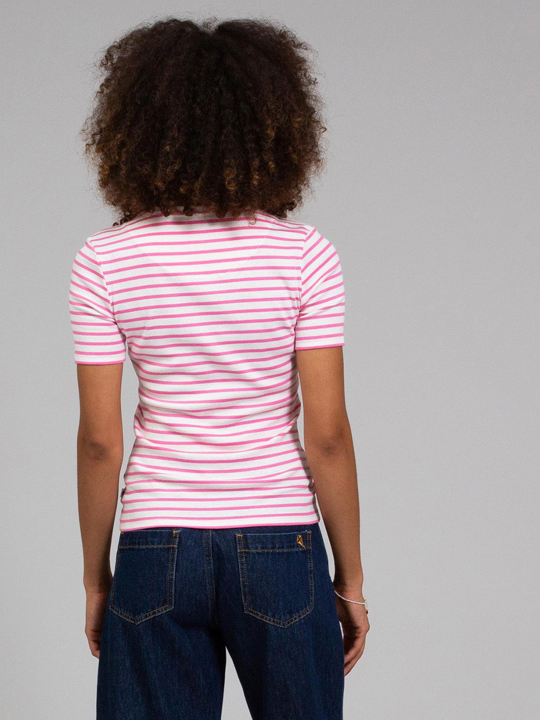 Portesham Jersey T-Shirt Azalea Stripe — gallery