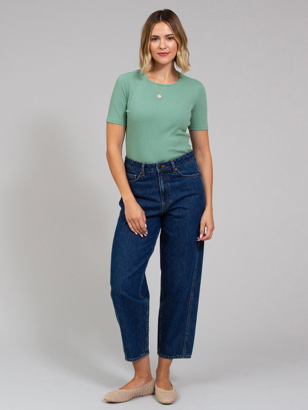 Portesham Ribbed T-Shirt Sage — gallery