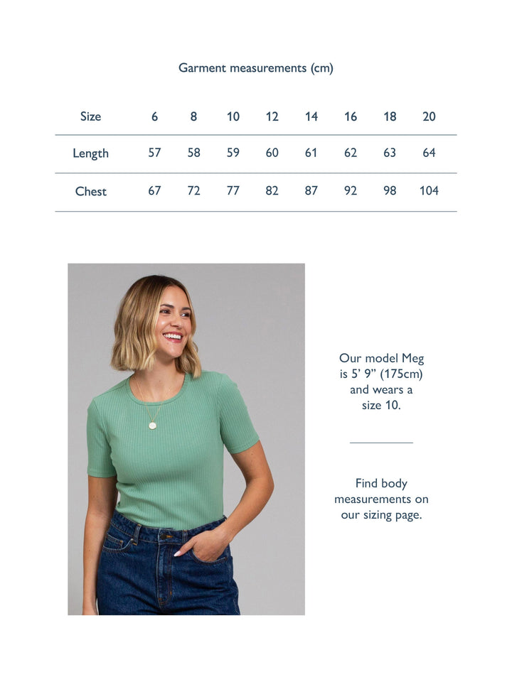 Portesham Ribbed T-Shirt Sage for Women - gallery