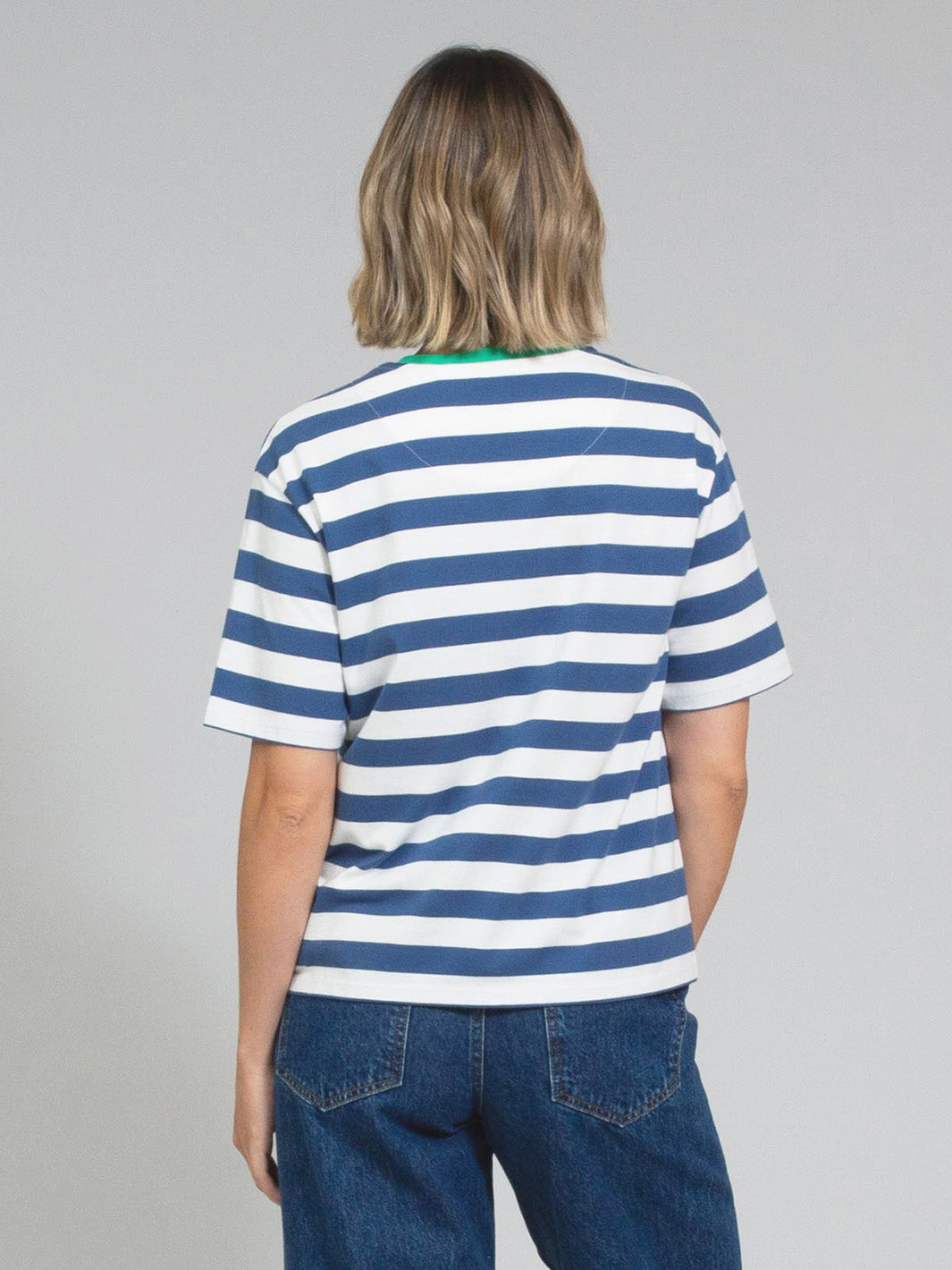 Oxbridge Jersey T-Shirt Navy Stripe for Women - gallery