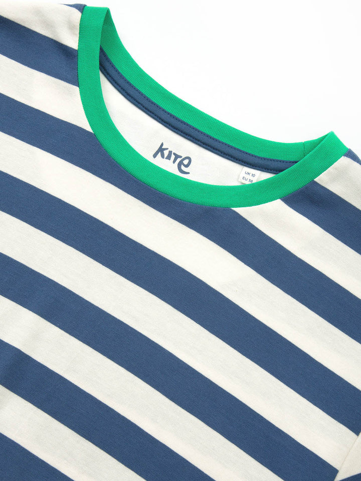 Oxbridge Jersey T-Shirt Navy Stripe for Women - gallery
