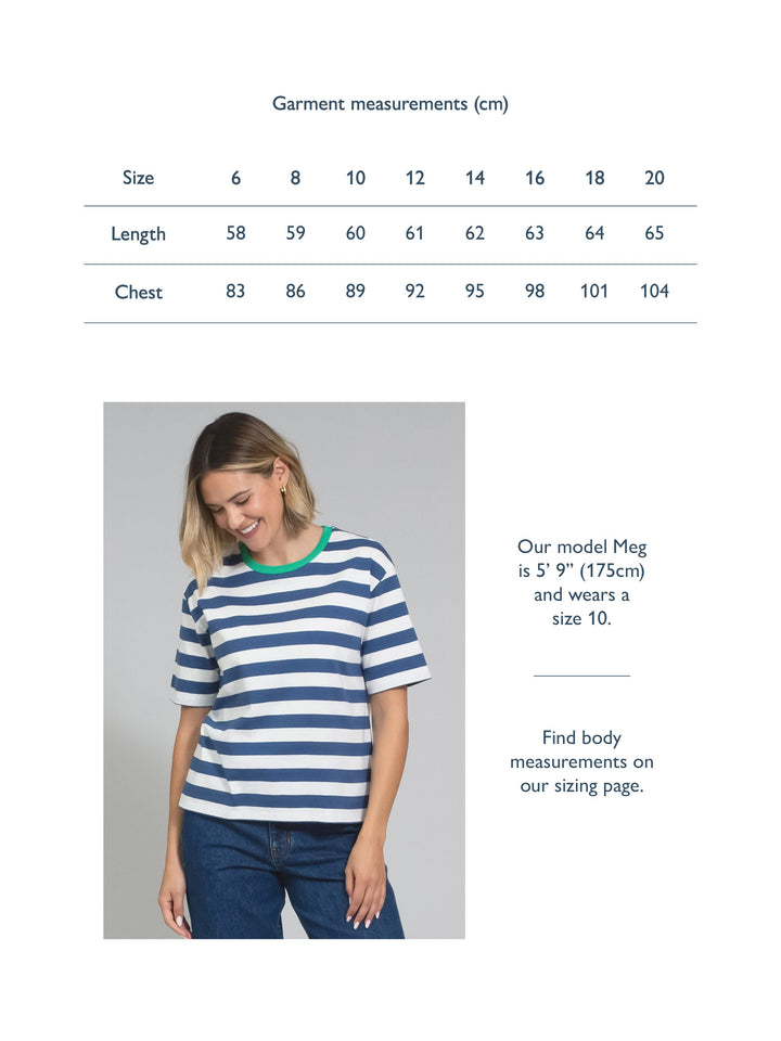 Oxbridge Jersey T-Shirt Navy Stripe for Women - gallery