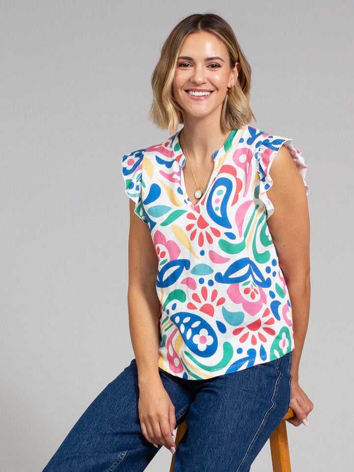 Bramblecombe Slub Jersey Top Paisley Power for Women