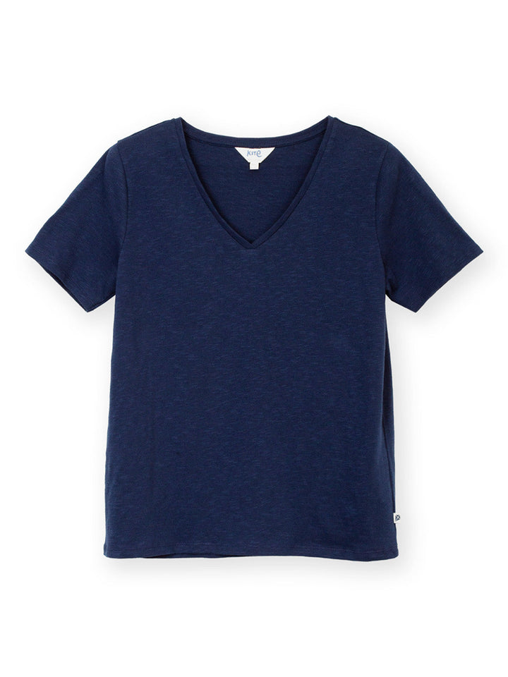 Sandford V-Neck Slub Jersey T-Shirt Midnight — gallery