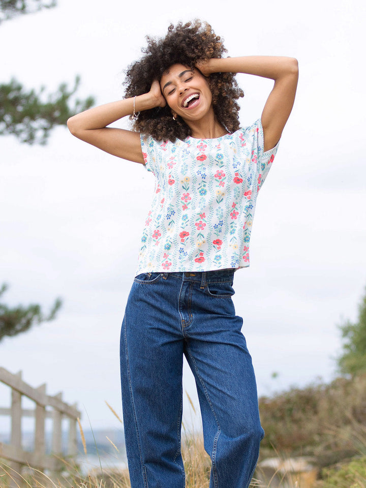 Alum Slub Jersey Top Flower Press for Women - gallery
