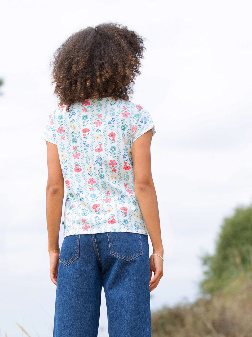 Alum Slub Jersey Top Flower Press for Women - gallery