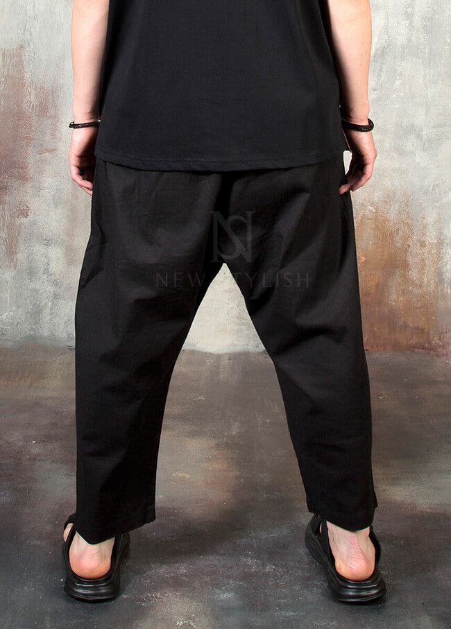 Plain Linen Baggy Trousers for Men - gallery