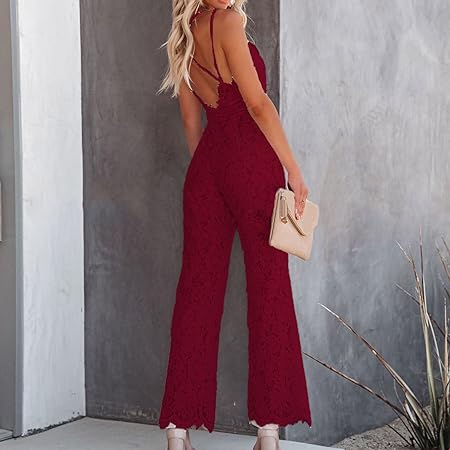 Sleeveless Wide-Leg Jumpsuit with Lace Detailing
