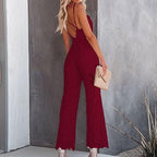 Lace-Accented Sleeveless Jumpsuit