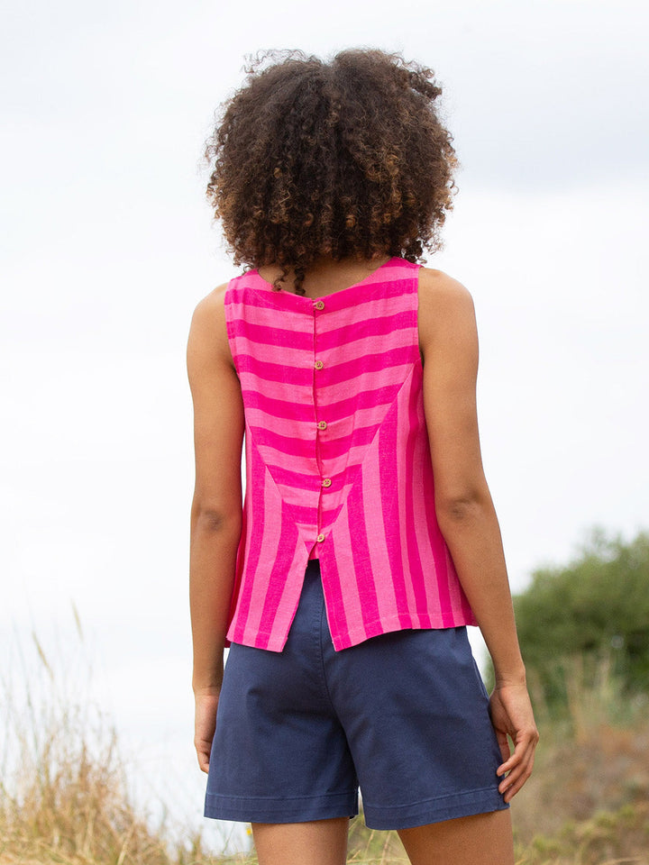 Askerswell Sleeveless Woven Top Azalea Stripe for Women - gallery