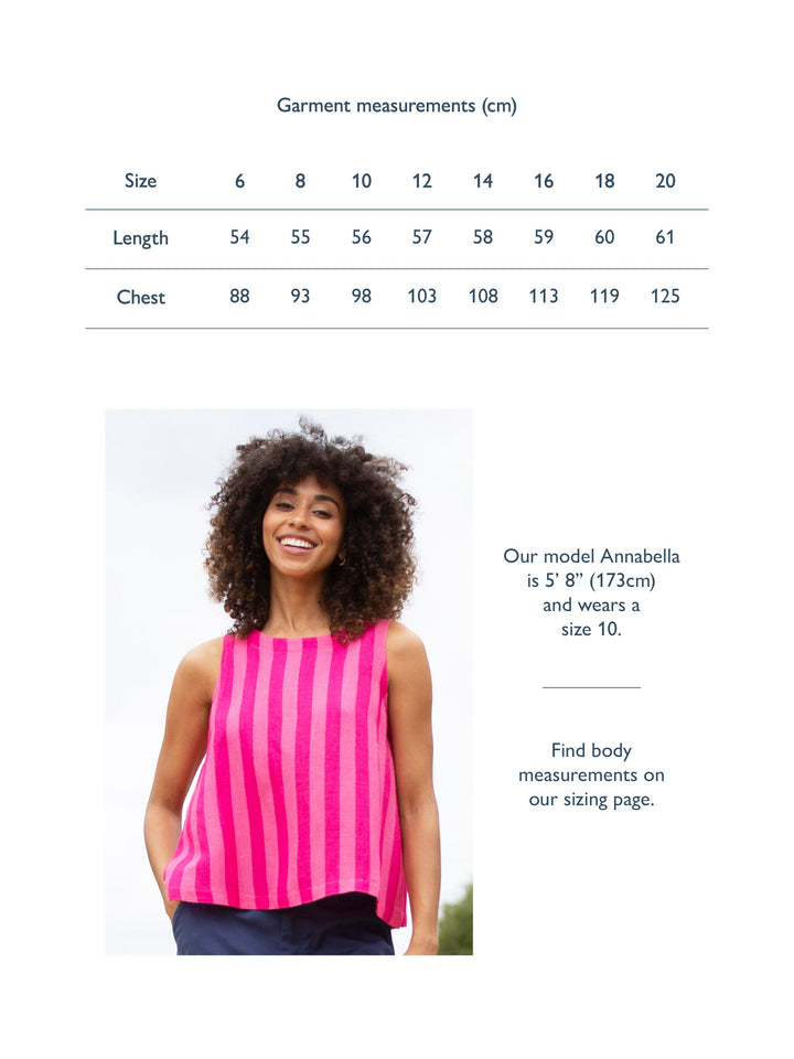 Askerswell Sleeveless Woven Top Azalea Stripe for Women - gallery