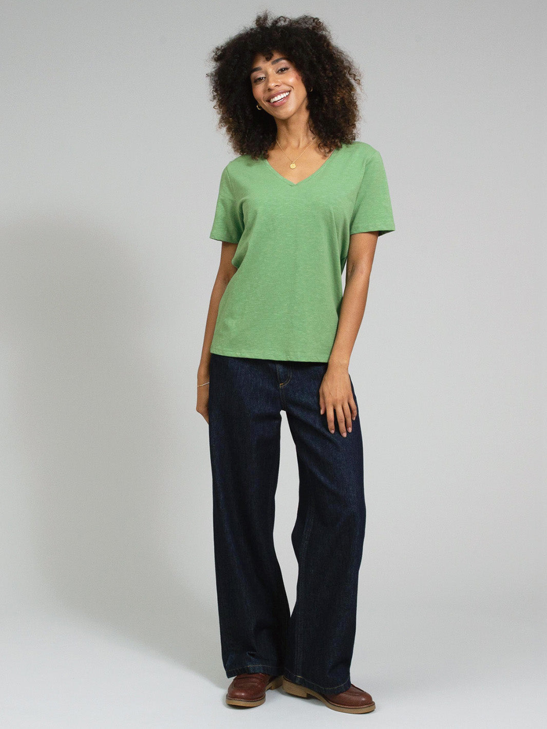 Sandford V-Neck Slub Jersey T-Shirt Ivy for Women - gallery