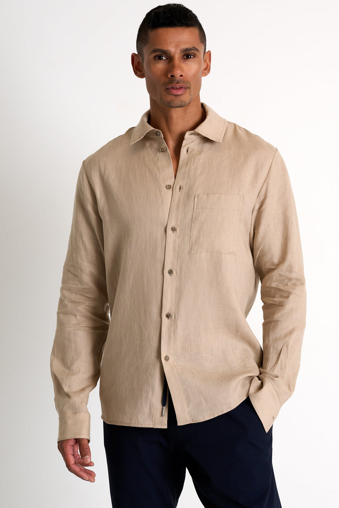 Classic Linen Shirt in Beige Dune for Men