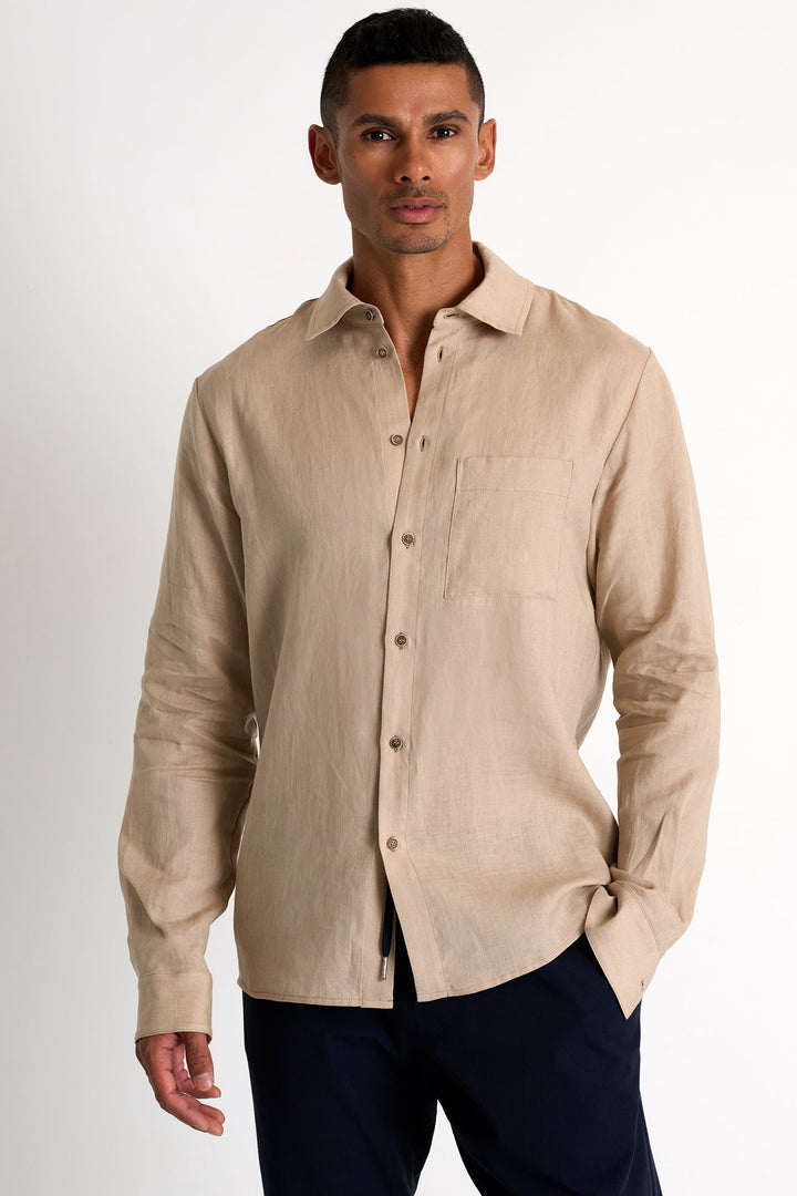 Classic Linen Shirt in Beige Dune for Men