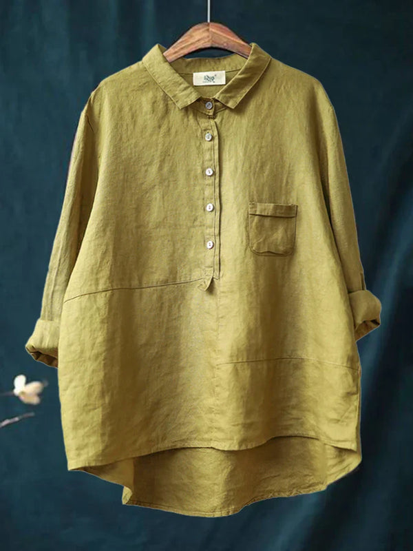 Relaxed Loose-Fit Cotton Blouse for Women, Casual Wear