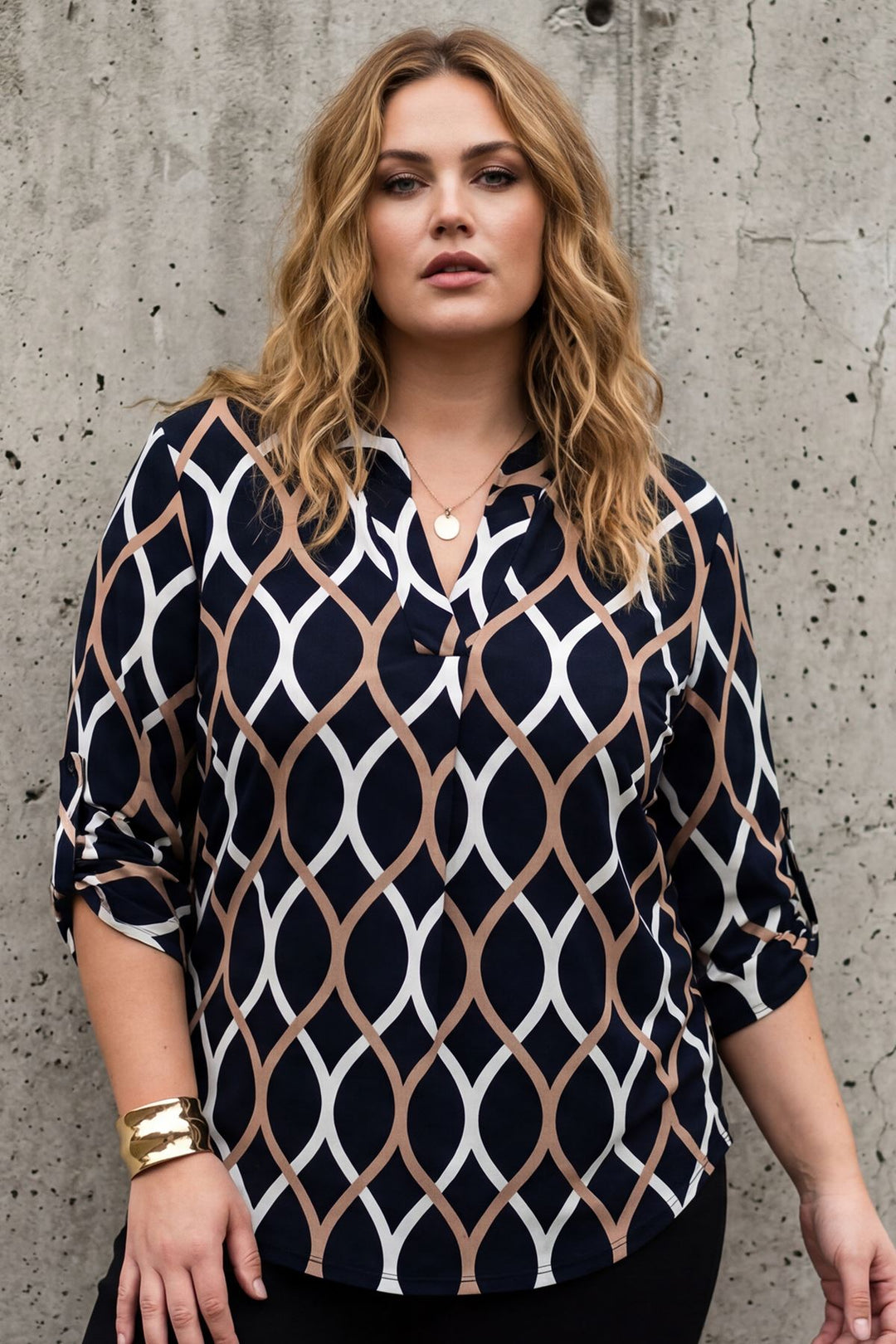 All-Over Print Front Placket Detail Top — Print 4