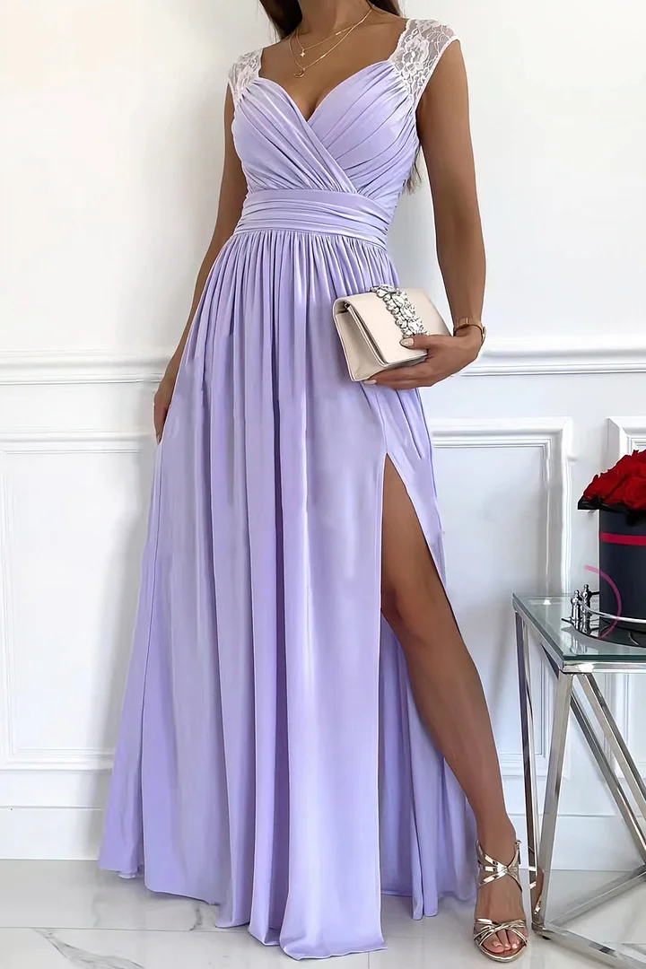 Lace Sleeveless Dress with Hem and Back Cutouts
