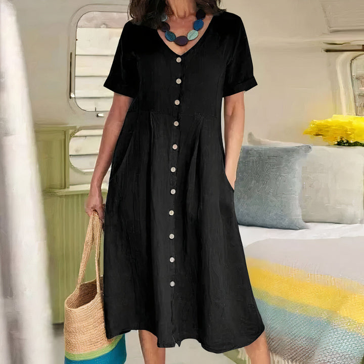Ester Relaxed Cotton Midi Dress for Spring and Summer