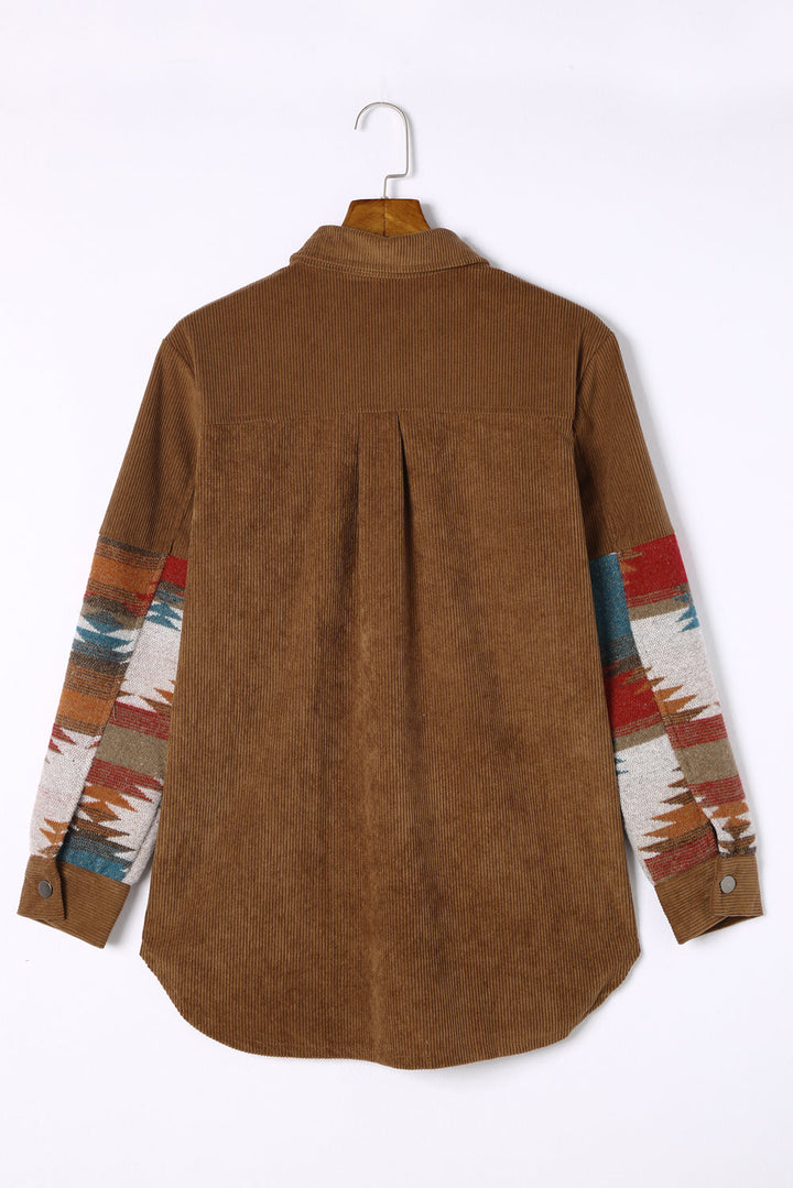 Aztec-Inspired Corduroy Jacket in an Oversized Cut