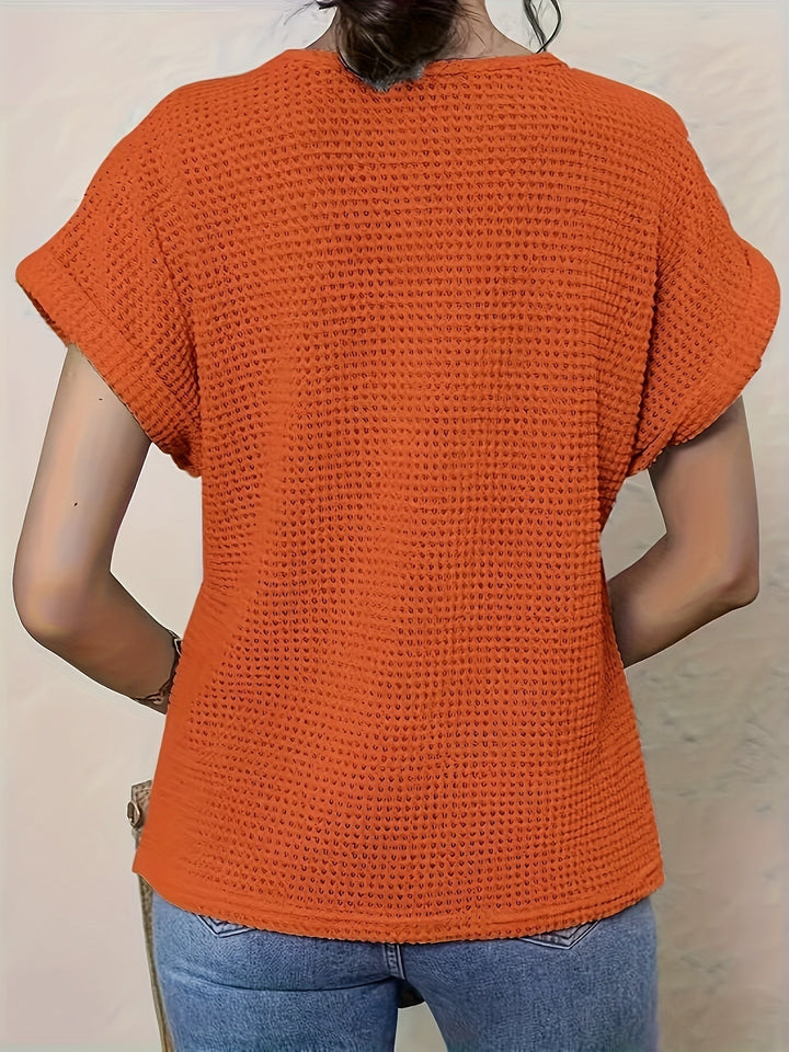 Lace Trim Stretch Tee with Neckline Detail