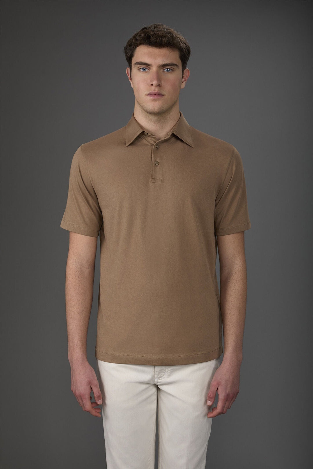 Organic Cotton Short-Sleeve Polo Shirt for Men — BEIGE