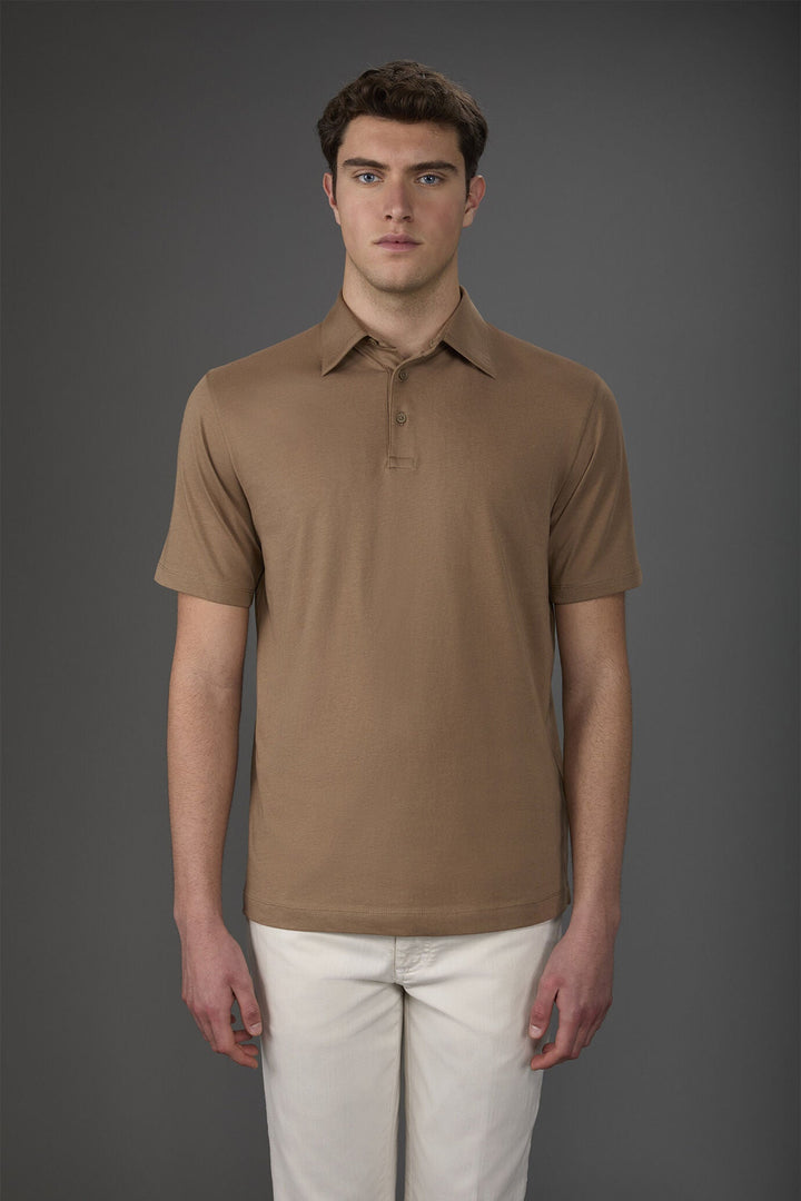 Organic Cotton Short-Sleeve Polo Shirt for Men — BEIGE