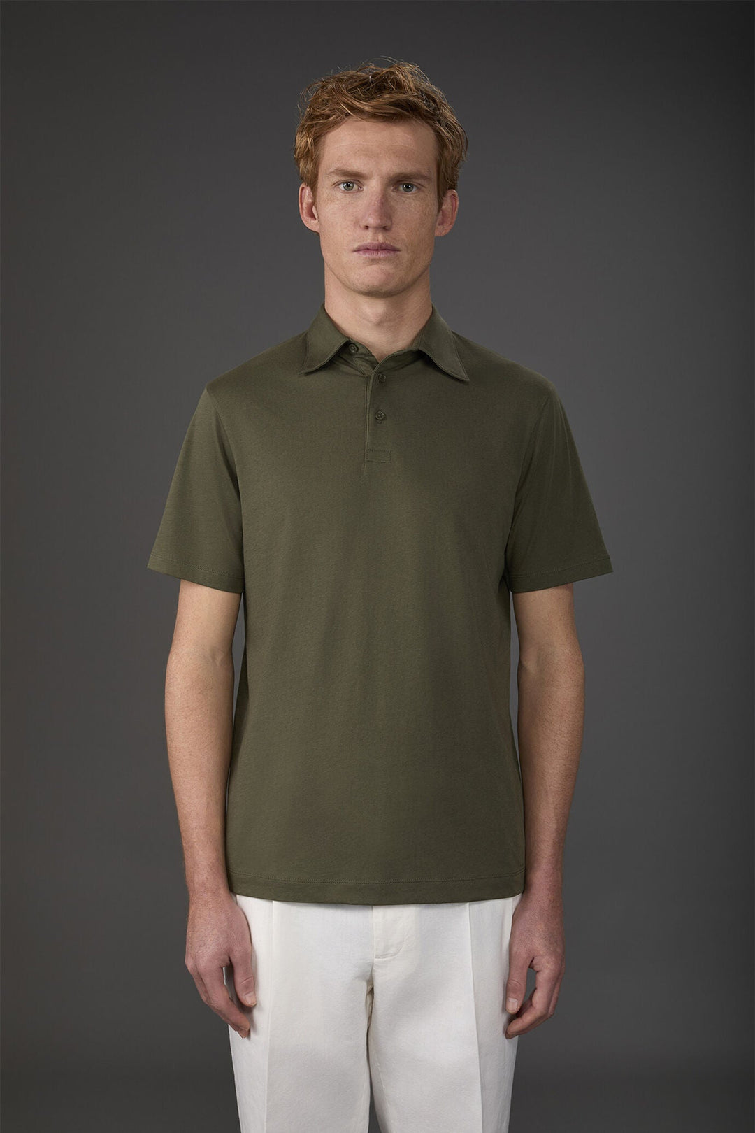 Organic Cotton Short-Sleeve Polo Shirt for Men — MILITARY