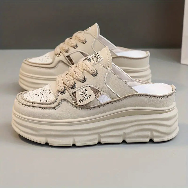 Slip-On Platform Trainers in Breathable Mesh for Women