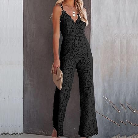 Sleeveless Wide-Leg Jumpsuit with Lace Detailing